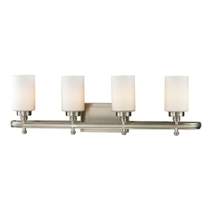 Dawson 4 Light Vanity In Brushed Nickel And Opal White Glass