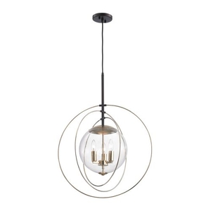 Zonas 3 Light Chandelier In Polished Gold And Oil Rubbed Bronze