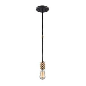 Camley 1 Light Pendant In Polished Gold And Oil Rubbed Bronze