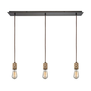 Camley 3 Light Pendant In Polished Gold And Oil Rubbed Bronze