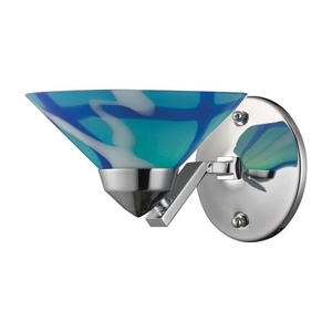Refraction 1 Light Wall Sconce In Polished Chrome And Carribean Glass