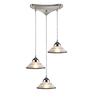 Refraction 3 Light Pendant In Polished Chrome And Etched Clear Glass