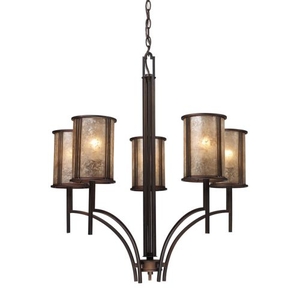 Barringer 5 Light Chandelier In Aged Bronze And Tan Mica