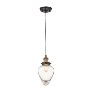 Bartram 1 Light Pendant In Oil Rubbed Bronze And Antique Brass