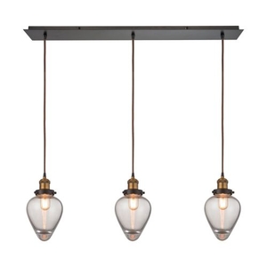Bartram 3 Light Pendant In Oil Rubbed Bronze And Antique Brass