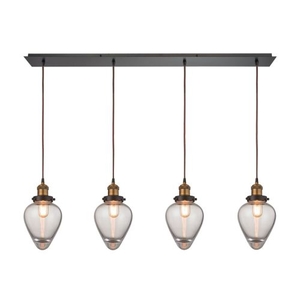 Bartram 4 Light Pendant In Oil Rubbed Bronze And Antique Brass