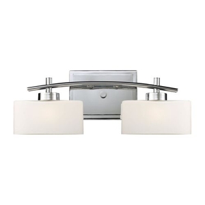Eastbrook 2 Light Vanity In Polished Chrome And Opal White Glass