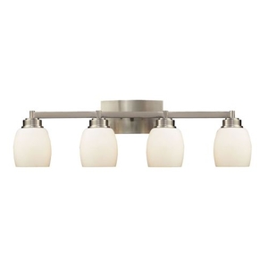 Northport 4 Light Vanity In Satin Nickel And Opal White Glass