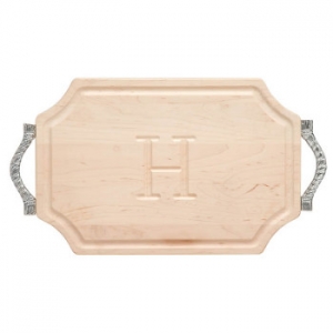 Personalized Rectangular Tray With Scalloped Corners And Rope Handle