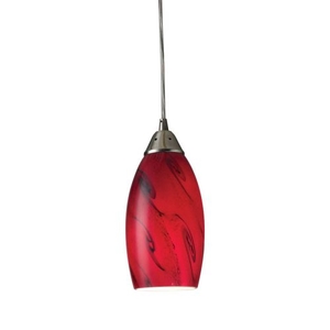 Galaxy 1 Light Pendant In Red And Satin Nickel