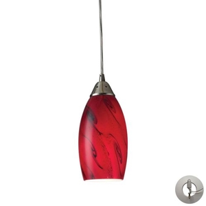 Galaxy 1 Light Pendant In Red And Satin Nickel - Includes Recessed Lighting Kit
