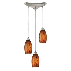 Galaxy 3 Light Pendant In Brown And Satin Nickel