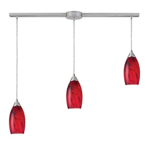 Galaxy 3 Light Pendant In Red And Satin Nickel