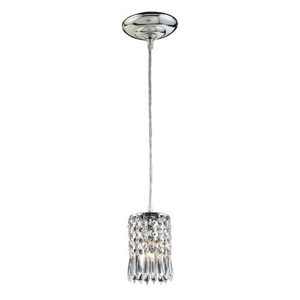 Optix 1 Light Pendant In Polished Chrome And Clear Crystal