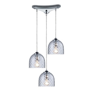 Viva 3 Light Pendant In Polished Chrome And Clear Glass