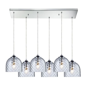 Viva 6 Light Pendant In Polished Chrome And Clear Glass