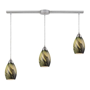 Formations 3 Light Pendant In Satin Nickel And Planetary Glass