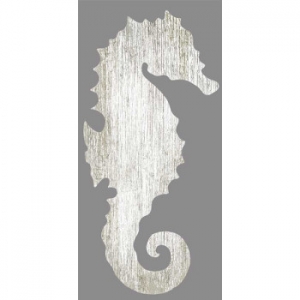 Seahorse Silhouette Facing Right Wall Art - White