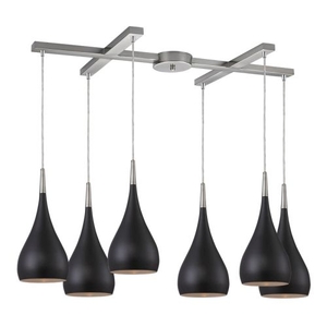 Lindsey 6 Light Pendant In Oiled Bronze And Satin Nickel