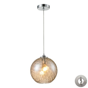 Watersphere 1 Light Pendant In Polished Chrome And Champagne Glass - Includes Recessed Lighting Kit
