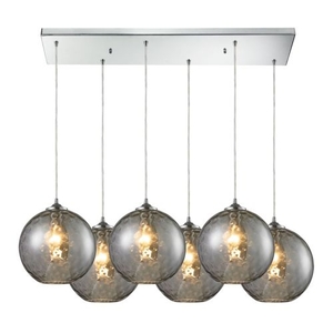 Watersphere 6 Light Pendant In Polished Chrome And Smoke Glass