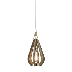 Janette 1 Light Pendant In Polished Nickel And Chestnut