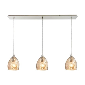 Niche 3 Light Pendant In Satin Nickel And Champagne Plated Glass