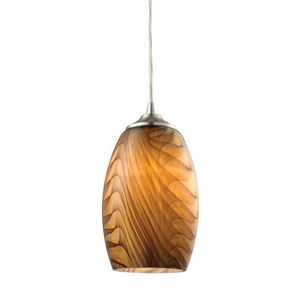 Tidewaters 1 Light Pendant In Satin Nickel And Amber Glass