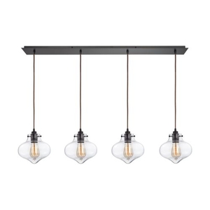 Kelsey 4 Light Pendant In Oil Rubbed Bronze And Clear Glass
