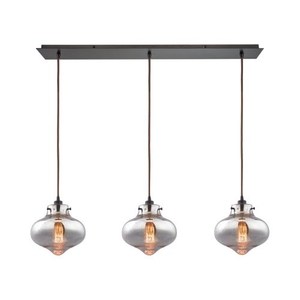 Kelsey 3 Light Pendant In Oil Rubbed Bronze And Mercury Glass
