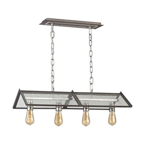 Ridgeview 4 Light Chandelier In Weathered Zinc With Polished Nickel Accents