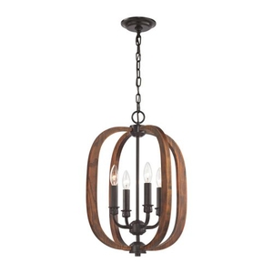 Wood Arches 4 Light Chandelier In Oil Rubbed Bronze