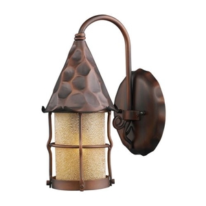 Rustica 1 Light Outdoor Wall Sconce In Antique Copper And Scavo Glass