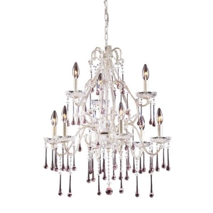 Opulence 9 Light Chandelier In Antique White And Rose Crystal