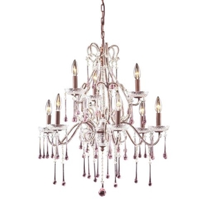 Opulence 9 Light Chandelier In Rust And Rose Crystal