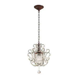 Elise 1 Light Pendant In Rust And Clear Crystal