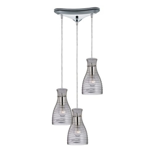 Strata 3 Light Pendant In Polished Chrome And Clear Glass