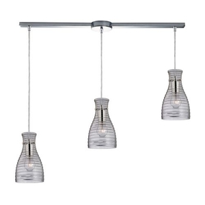 Strata 3 Light Pendant In Polished Chrome And Clear Glass