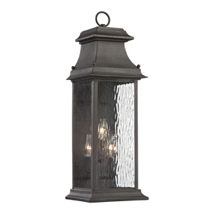 Forged Provincial 3 Light Outdoor Sconce In Charcoal
