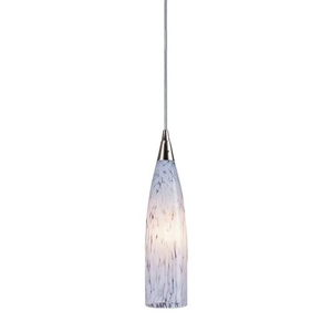 Lungo 1 Light Pendant In Satin Nickel And Snow White Glass