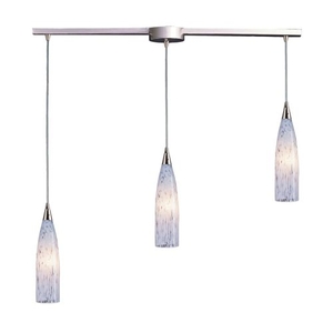 Lungo 3 Light Pendant In Satin Nickel And Snow White Glass