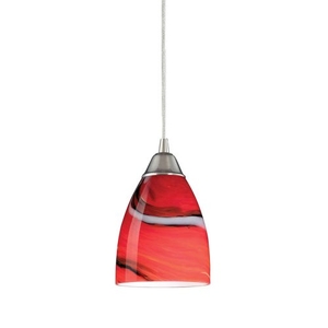 Pierra 1 Light Pendant In Satin Nickel And Candy Glass