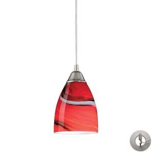 Pierra 1 Light Pendant In Satin Nickel And Candy Glass - Includes Recessed Lighting Kit