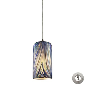 Molten 1 Light Pendant In Satin Nickel And Molten Ocean Glass - Includes Recessed Lighting Kit