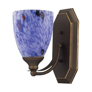 Bath And Spa 1 Light Vanity In Aged Bronze And Starburst Blue Glass