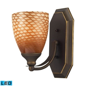 Bath And Spa 1 Light Led Vanity In Aged Bronze And Cocoa Glass