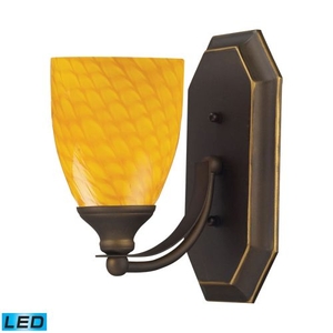 Bath And Spa 1 Light Led Vanity In Aged Bronze And Canary Glass