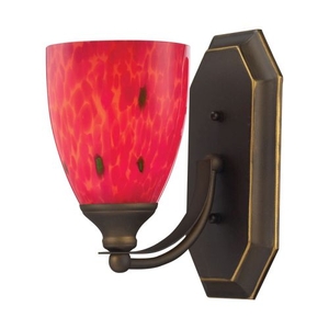 Bath And Spa 1 Light Vanity In Aged Bronze And Fire Red Glass
