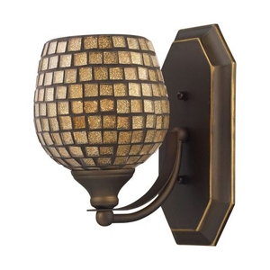 Bath And Spa 1 Light Vanity In Aged Bronze And Gold Leaf Glass