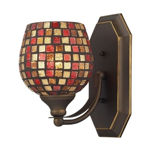 Bath And Spa 1 Light Vanity In Aged Bronze And Multi Fusion Glass